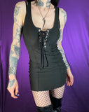Hell Couture Lace Up Black Mini Dress